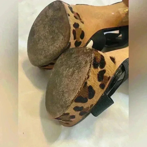 Kardashians Bebe Women’s Platform Wedge Strappy Heel Size 10 Black Leopard - Picture 7 of 8